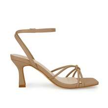 Women Square Open Toe Ankle Buckle Slingback Kitten Heels Summer Dress Sandals - Màu Khaki - Xem 5
