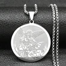 Archangel St.Michael Protect Us Necklace For Women Men Stainless Steel Saint Michae Chain Jewelry NZZZ689S02 - Necklace - View 4