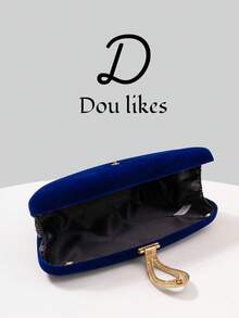 1pc Luxury Velvet Box-Shaped Party Handbag, Water Drop Shaped Rhinestone Decor Clutch Bag, Suitable For Gala, Ball, Formal Attire Pairing, Formal Party Crossbody Bag, Tready Party Bag, Perfect For Party, Wedding, Prom, Gala/Banquet, Matching Women's Prom Dress, Prom Accessories, Sequin Dress, Shiny Dress, Women's Elegant Dress. - Royal Blue - View 7