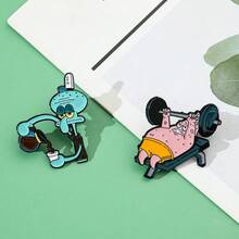 SPONGEBOB 1/2 Pcs Classic Anime SpongeBob SquarePants Brooch Set Cute Patrick Star Enamel Pin Backpack Clothing Jewelry Metal Badge Accessories Gifts