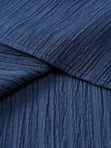 Conjunto informal de dos piezas para hombre (camisa de manga corta lisa + pantalón corto con cordón) - Azul - Ver 8