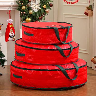 1 حقيبة تخزين إكليل عيد الميلاد، مزودة بسحاب ومقبض مقوى لتسهيل إدخال وإخراج الإكليل، لحماية إكليل عيد الميلاد الخاص بك من الغبار والحشرات والرطوبة