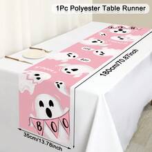 1 pezzo Runner da tavolo per Ognissanti lungo 180cm e largo 35cm, con motivo di zucche e fantasmi, decorazione per tavolo da pranzo di Ognissanti, decorazione per casa, dolcetto o scherzetto per Ognissanti, decorazione di Ognissanti felice, centrotavola