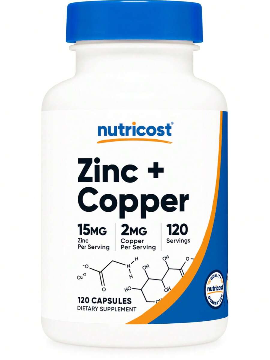 Nutricost Zinc + Copper Capsules (120 Servings)(15MG Zinc + 2MG Copper Per Serving) - Non GMO, Vegetarian | Zinc Supplement, Copper Supplement, Mineral Support, Non-GMO, Vegetarian, Premium Quality, Vitamins Supplements - 其他 - 查看 1