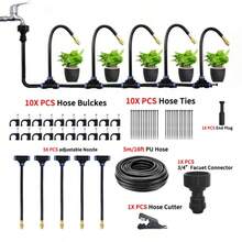 Kit De Irrigação Mangueira 5 Metros Para Jardim Aspersão Automático Com Gotejador Ajustável - Preto - Visão 12