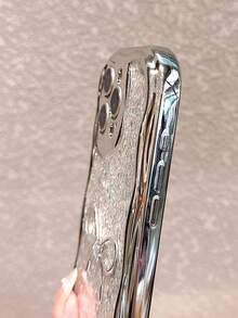 极简珍珠电镀亮片波浪纹手机壳+腕带，兼容 17 Pro Max/17 Pro/17 Air/17/16 Pro Max/16/16 Pro/16 Plus/15/15 Pro Max/15 Pro/15 Plus/11/12/13/14 Pro Max/XS/XR/11 Pro/11 Pro Max/12 Pro/12 Pro Max/13 Pro/13 Pro Max/14 Pro/14 Pro Max/14 Plus，极简创意软壳，春季礼物 - 銀色蝴蝶結+腕帶手繩 - 查看 5