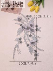 Handgefertigte 3D bestickte Perlenblumen Dekorative Applikationen, DIY Kleidungszubehör, Brautkleid Verzierungen, Größe: 30cm x 20cm