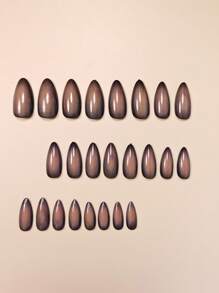 Add A Touch Of Romance With 24pcs Almond Shape Press On Nails Y2K Rust Brown Blend Minimalist Style Full Coverage Fake Nail Tips For Women And Girls Includes 1sheet Adhesive Tabs Suitable For Halloween Autumn And Winter Seasons Party Date And Office Daily Wear False Nails Jelly Glue Is Randomly Shipped