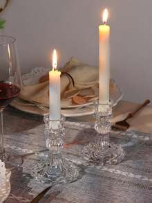 1pc Elegant Transparent Glass Candle Holder - Perfect For Centerpiece Decoration, Suitable For Roman Cup/Tulip/Glass Candle Holder - Wedding And Home Decor | Ideal For Halloween, Christmas And Thanksgiving