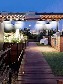 1pc Solar Powered Lamp, Outdoor & Indoor, Remote Control Solar Hanging Lamp, Separate Single/Dual Head Outdoor Path Light, Yard Lighting LED Night Light, Indoor Lighting Lamp, White Light With Remote Control Multifunctional Solar Hanging Lamp - Chandelier-high Gloss - View 3