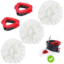 3 Pack Mop Refills & 2 Scrubber Head To Floor Cleaning, Mop Head Replacement Compatiable With O-Cedar EasyWring 1-Tank System,Mircofiber Mop Heads Refill And Scrub Brush For O-Cedar Easywring Spin Mop - 白色 - 查看 1