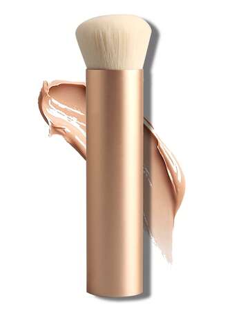 1 st. premium långt kabukiborste med metallhandtag, lämplig för puder, highlighter, rouge, sminkborste med puder, julklapp, resor, bärbar