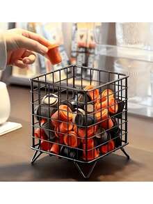 1 soporte para cápsulas de café, gran capacidad, cesta metálica de escritorio para guardar cápsulas, artículos del hogar, cremas y jarabes, ideal para cocina, trastero, oficina y cafetería.