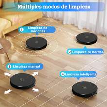 barredora,aspiradora,aspiradora robot,aspiradora automatica,aspiradora inteligente,robot aspiradora trapeadora,robot limpieza,aspiradora robot inteligente,barredora electrica,escoba electrica,Robot aspirador, limpiador inteligente, asistente inteligente,cosas para el hogar,Herramienta de limpieza duradera, sencilla, elegante y económica para uso diario. Alivia el estrés de la limpieza y mantiene el hogar ordenado. Ideal para escuelas, dormitorios, salas de estar y residencias universitarias (blanco y negro) - Negro - Ver 8