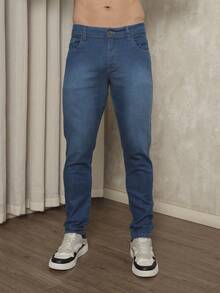 Men's Premium Stretch Lycra Spandex Slim Fit Jeans - Màu xanh lam - Xem 2