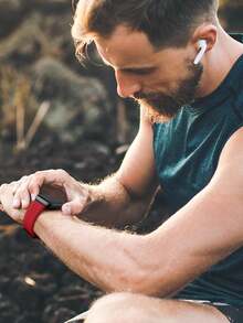 运动型表带，兼容男女款 ，尺寸：40mm、41mm、38mm、42mm、46mm、44mm、45mm、49mm；编织弹力尼龙表带，兼容 Series 11、10、9、8、7、6、5、4、3、2、1、SE、Ultra、3、2、1。 - 紅色 - 查看 9