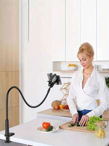 1个可调节铝合金手机/平板电脑支架，可旋转支架，适用于直播、桌面或床头柜 - 彩色 - 查看 6