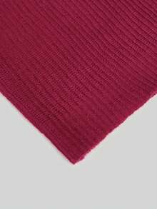 Women's All-Match Loose V-Neck Button Knit Sweater, Casual Versatile Lightweight Ribbed Pullover - Rose Red - View 10