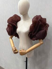 One Piece Black Organza Puff Sleeves 2 Elasticated Bridal Sleeves Autumn Accessories