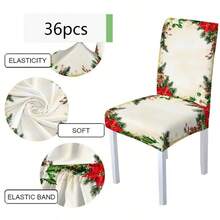 1/4/6/8 Stücke Set, modische Weihnachts-Muster Stuhlbezüge/Bürostuhlbezüge/Esszimmerstuhlbezüge, geeignet für moderne Inneneinrichtung Zuhause, Restaurant und Hotel Dekoration. Die elastischen Stuhlbezüge sind waschbar, ideal als Weihnachtsgeschenke. - Verschiedenfarbig - Übersicht 19