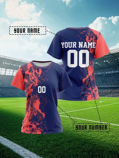 2025 Customized Sports Jersey, Summer Outdoor Sports Singlet Short Sleeve, Women's Sports Team Club Training Jersey Top With Front & Back Printed Name & Number, Breathable Quick-Dry Casual Everyday Wear, Party Outfit