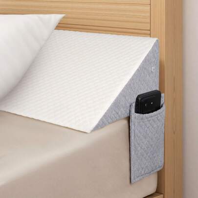 King Size Bed Wedge Pillow For Headboard (76"X10"X6"), Mattress Gap Filler Headboard Pillow, With 2Side Large Pocket,Close Gap (0-7") Between Mattress And Headboard For Bed, Sofa, Tatami, (White+Grey)