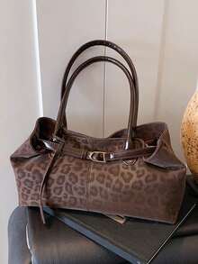 Artificial Leather Leopard Pattern Handbag, Fashionable Multi Functional Exquisite Retro Shoulder Bag, Suitable For Commuting And Shopping. - Multicolor - View 8
