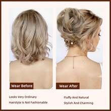 1pc Natura Hair Ball Real Messy Curly Wig Flower Bud Clip Easy Clip In Hair Suitable For Weddings Parties Daily Use Women's Hair Extensions - Black - View 10