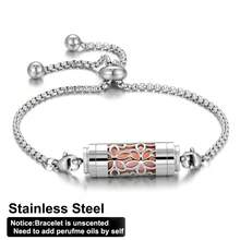Stainless Steel Aromatherapy Bracelet Diffuser Jewelry Adjustable Chain Hollow Out Flower Perfume Aroma Diffuser Bracelet For Men Women Couple Locket Bracelets - Silver - View 15