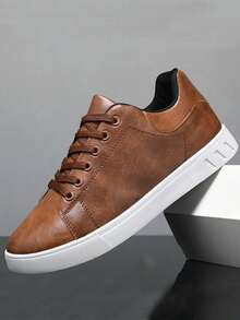 Men's Streetwear Skateboard Shoes, Plus Size Solid Color Casual Sneakers, Comfortable Non-Slip Lace-Up Sports Shoes Suitable For Men Outdoor Activities 2000s Style Valentine's Day Ideas