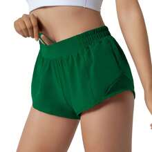 Women's 2.5" Low-Rise Running Shorts - Built-In Liner, Lightweight & Quick Dry With Mesh Pocket - Green - View 1