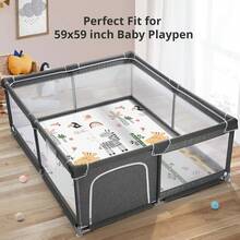 PLGLOG Baby Play Mat,59"X59" Foldable Play Mat,Baby Crawling Mat,Reversable,0.8" Thick Waterproof Baby Floor Play Mat,Carlwing Mat,Baby Floor Mat For Babies,Toddlers,Infants,Play & Tummy Ma - hươu cao cổ - Xem 7