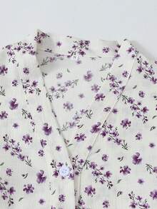 Conjunto de pijama de pantalón y blusa de manga larga con estampado floral para mujer, ropa de otoño