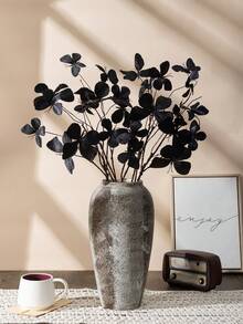 MEHELANY 2支2.5英尺黑色仿真花，逼真蝴蝶枝，长茎仿真蝴蝶，适合秋季餐桌装饰、万圣节、婚礼、派对、户外花园装饰、DIY花环、桌面摆件、家居装饰、感恩节装饰、秋季派对装饰、仿真花、秋季花环 - 黑色 - 查看 1