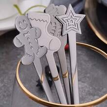 4pcs Christmas Series Mini Coffee Spoons, Dessert Spoons, Dishwasher , Suitable For Kitchen, Restaurant - [silver] - View 6