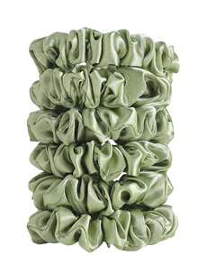 12/10/6pcs Versatile Satin Solid Color Sage Green Scrunchies Hair Accessories, Multi-Color, Simple & Lightweight, Suitable For All Seasons, Hair Ties, Scrunchy Hair Ties, Sport ,Head Piece - Sage Green - View 11