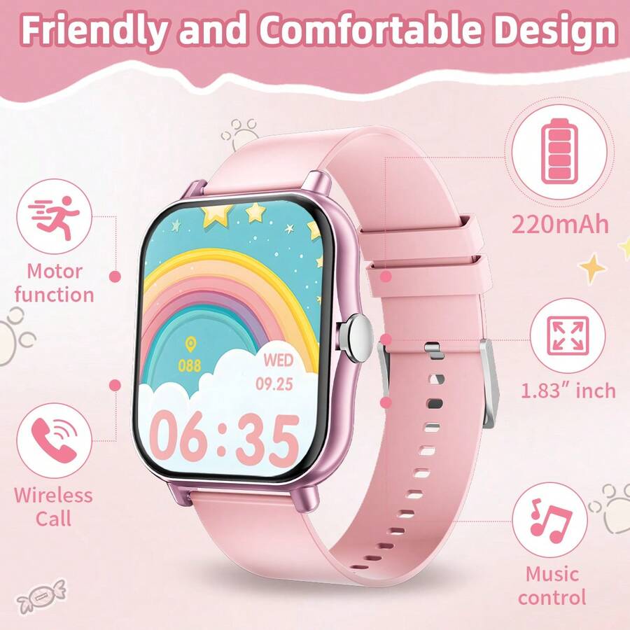升级版智能儿童手表，色彩缤纷，功能多样，220mAh电池容量。具备运动模式、TFT屏幕、接听电话、音乐控制、接收信息等功能，是理想的礼物之选。