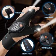 Multipurpose Rechargeable LED Flashlight Glove - Black - View 8