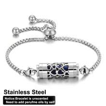 Stainless Steel Aromatherapy Bracelet Diffuser Jewelry Adjustable Chain Hollow Out Flower Perfume Aroma Diffuser Bracelet For Men Women Couple Locket Bracelets - Silver - View 12