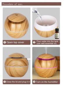 USB Powered Mist Humidifier, Round Wooden Grain Creative Humidifier, Compact Home & Car Portable Moisturizing Device, Suitable For Bedroom, Study, Living Room, Gift, Christmas