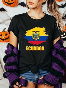 Ecuadorian Tee, Unisex Jersey Short Sleeve Tee, Ecuador Shirt, Travel Souvenir, Cultural Heritage Wear, Casual Wearvintage Clothes Women Halloween Clothes - 黑色8 - 查看 1