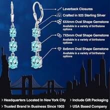 Gem Stone King 3-Stone Leverback Drop Dangle Earrings Women |   925 Sterling Silver |   Gemstone Birthstone |   Oval 8X6MM 7X5MM And 6X4MM |   Fine Jewelry Gifts Her Mom Women Wife - 磷灰石 - 查看 2