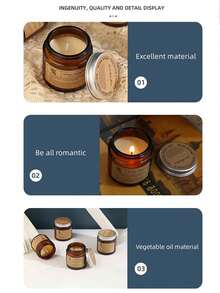 1个精致香氛蜡烛罐，采用大豆提取物制成，散发温暖浪漫的香气，是送给男士和女士的完美节日礼物，天然花香，可重复使用的琥珀色玻璃杯，适合烛光晚餐、生日派对、节日庆典、除臭、冥想、瑜伽、祈祷，有助于缓解压力和放松身心。 - 罐裝的蠟 - 查看 11