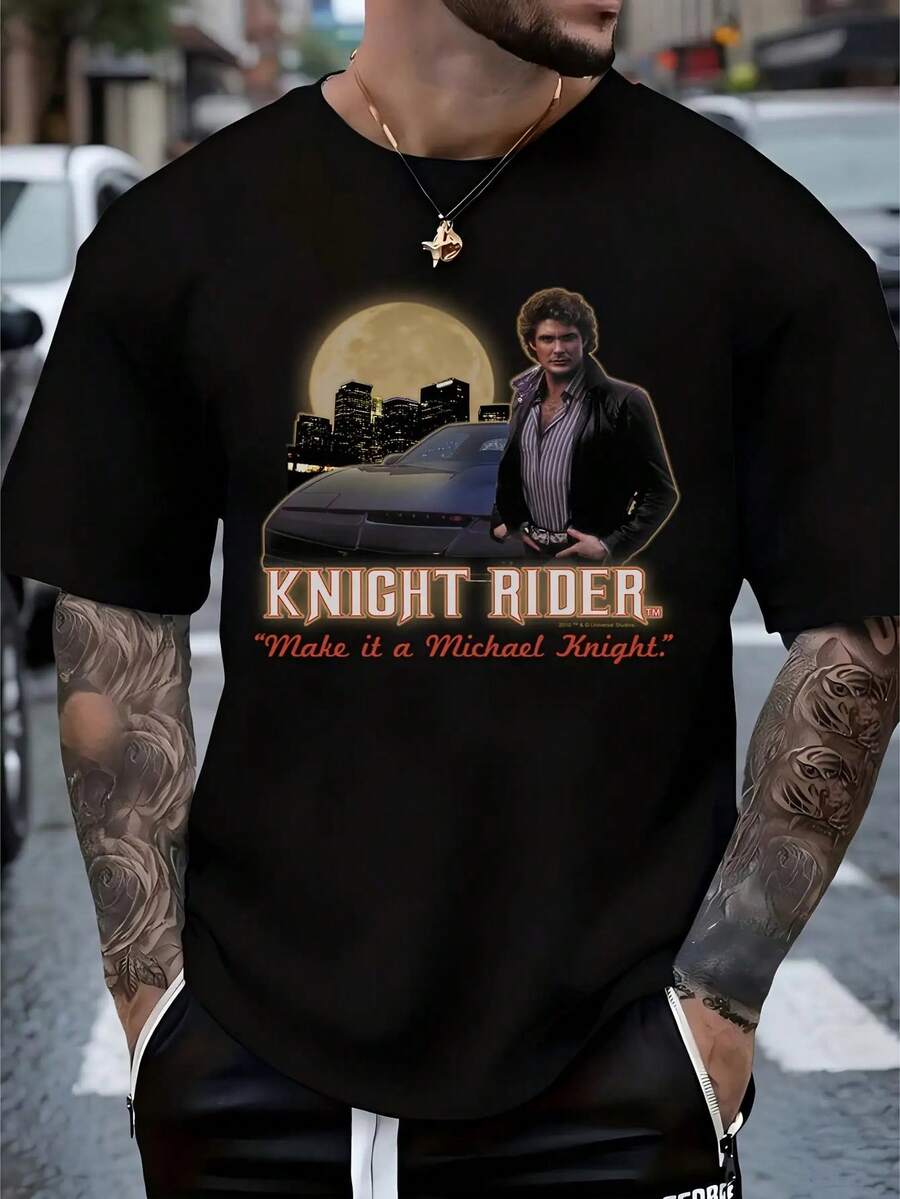 Mens Knight Rider Michael Knight Graphic T-Shirt PLUS SIZE Vintage TV Show Retro Pop Culture Crew Neck Short Sleeve Classic Fit Soft Breathable Casual Fan Collector Tee