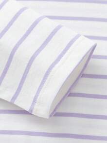 Balabala Tween Girl T-Shirt 2025 Spring Long Sleeve Top Boys & Girls Casual - White Purple - View 7