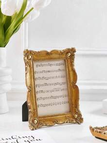 1 Piece Of Vintage American Resin Photo Frame, Wall And Bedside Decoration Painting, Desktop Decoration And Home Decoration, French Vintage Flower Carving Photo Frame, Suitable For Living Room, Bedroom, Office, Studio, Gallery, Record The Beautiful Moments In Daily Life, Collect Precious Memory Gifts Birthday Graduation, Holiday Record Gifts