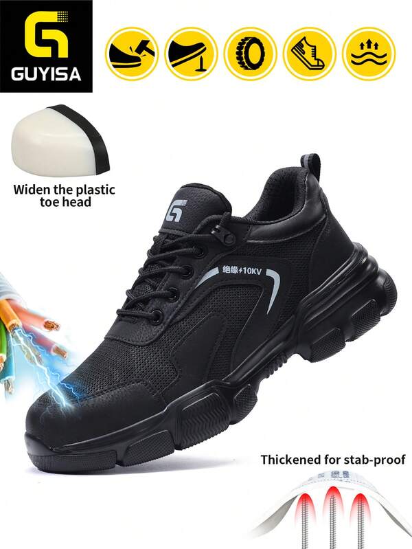 GUYISA Shoes Upgraded With Anti-Scratch Steel Wire Mesh, Black Insulated Anti-Crush Anti-Puncture Low-Top Lightweight EVA Sole Breathable Fashionable Casual Comfortable Protective Shoes (This Is The CN Size, International Sizes May Differ, Please Choose The Appropriate Size According To The Insole Length)