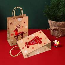 6 pièces Sacs cadeaux de Noël avec poignées, sacs cadeaux en papier de carte de Noël - motifs Père Noël, renne et bonhomme de neige, sacs de shopping de Noël, sacs de rangement, sacs fourre-tout, convient pour les achats de Noël et les cadeaux de fête, pour emballer les cadeaux, petits sacs cadeaux en papier de Noël, décorations de Noël, salle de classe, mariage