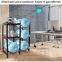 Soporte de estantería con estantes para 4 botellas de agua, organizador de acero duradero con 3 niveles con estantes de almacenamiento para vasos de cocina y oficina (negro) - Negro - Ver 3