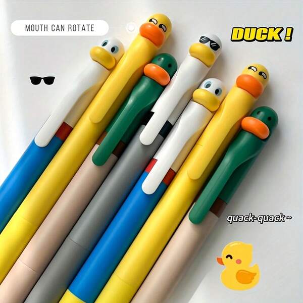 1 Bolígrafo de gel, punta fina de 0,5 mm, bolígrafo de escritura de plástico retráctil, punta mediana, bolígrafo de firma divertido y antiestrés para oficina, bolígrafo de gel con forma de pato antiestrés, bolígrafo a base de agua con patrón de dibujos animados para estudiantes, bolígrafo de tinta negra de 0,5 mm, bolígrafo de tinta de bola para la escuela y la oficina, útiles escolares, bolígrafo roller para volver al colegio